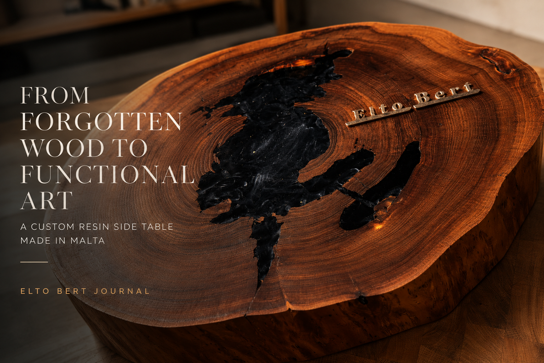Custom Resin Side Table Malta | Handmade Wood & Epoxy Table