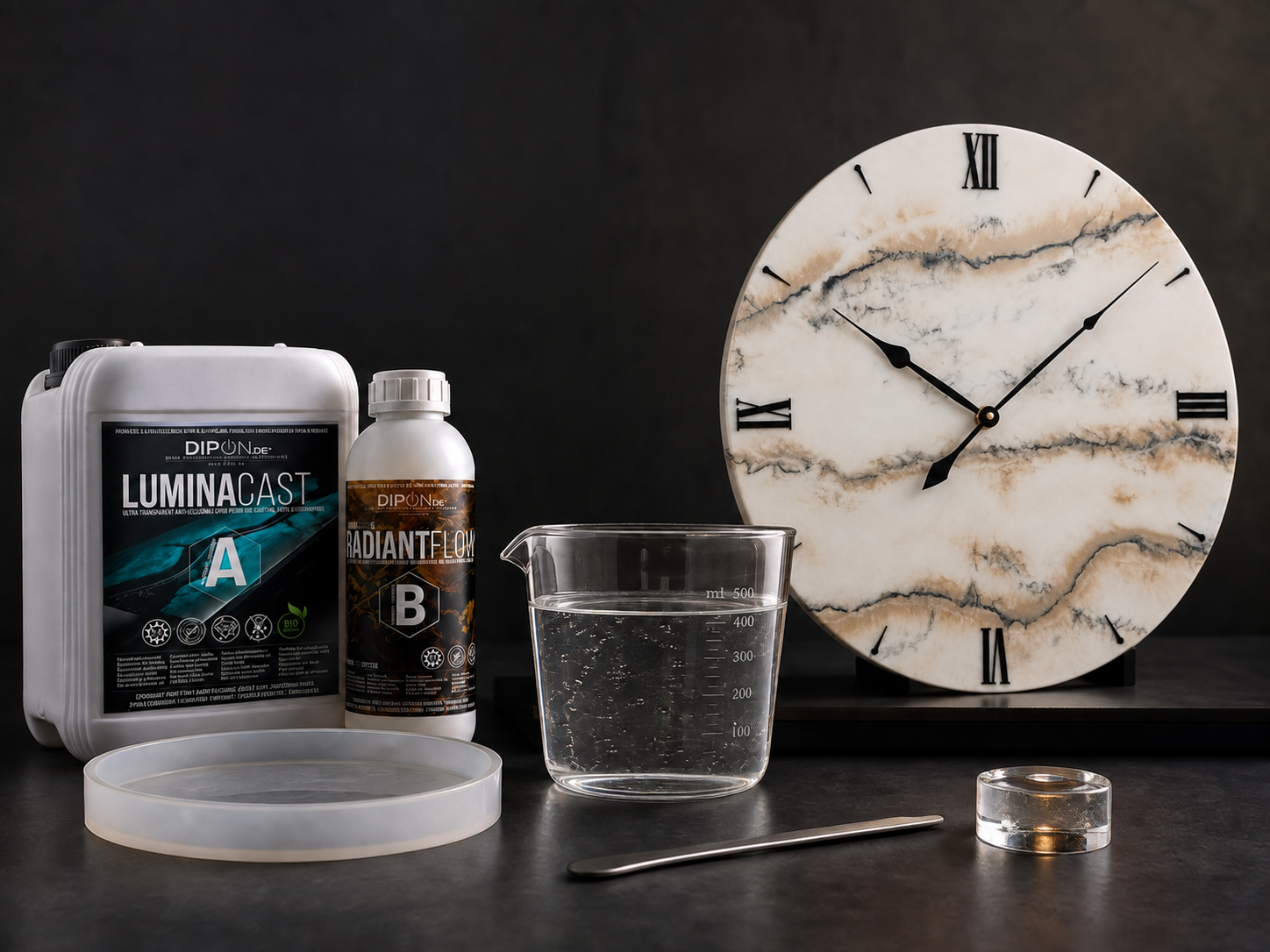 DIPON resin kit and finished EltoBert resin clock