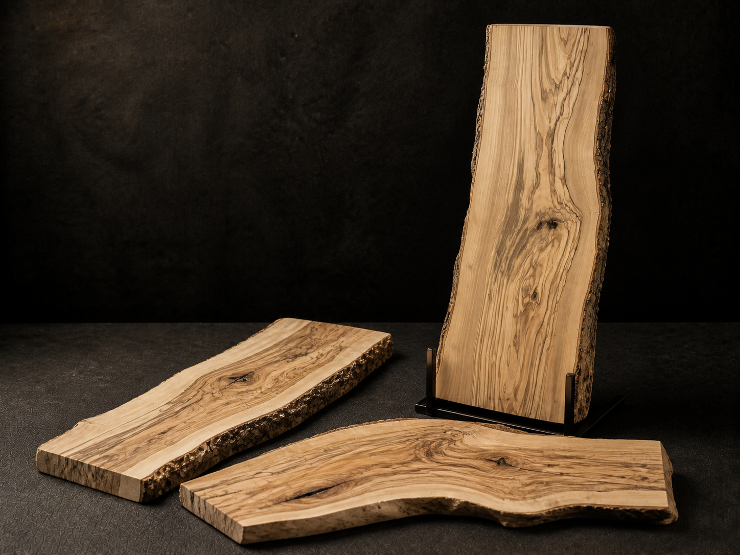 Natural live-edge olive wood slabs selected in Malta