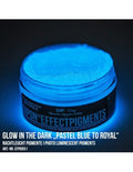 DIPON pastel blue to royal blue glow in the dark pigment powder for epoxy resin, resin art, and casting projects
